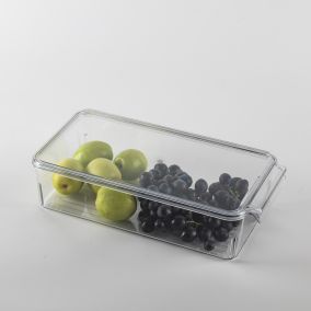 Refrigerator Organizer Bins with Lids, Clear Bins, Kitchen Storage Bins for Pantry, Cabinet, Fridge/Freezer, BPA Free