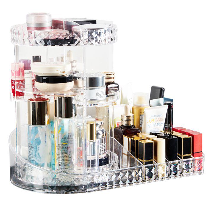 Xinyutai 360 Degree Spinning Makeup Carousel Display Case