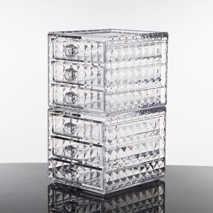 Acrylic 3 Drawers Makeup Organizer ,Diamond Pattern Display Cases