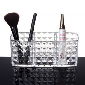 Cosmetics Brushes Organizer With 3 Slots Shining Cosmetic Storage