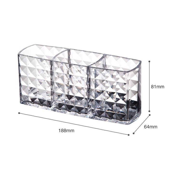 Cosmetics Brushes Organizer With 3 Slots Shining Cosmetic Storage