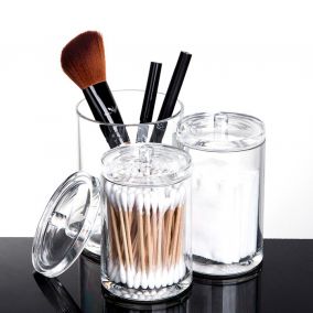 Acrylic Cosmetic Organizers with Three Round Slots Storage and Lids