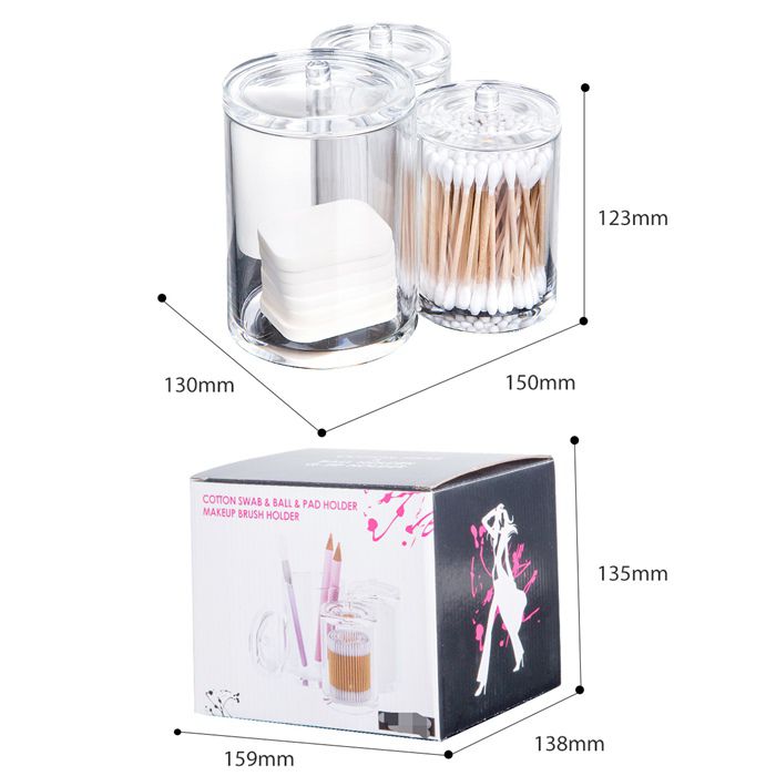 Acrylic Cosmetic Organizers with Three Round Slots Storage and Lids