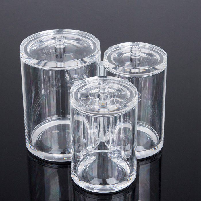 Acrylic Cosmetic Organizers with Three Round Slots Storage and Lids