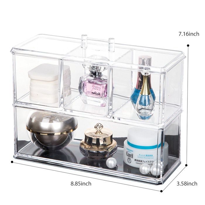 Xinyutai 2 Pieces Stackable Cosmetic Organizer