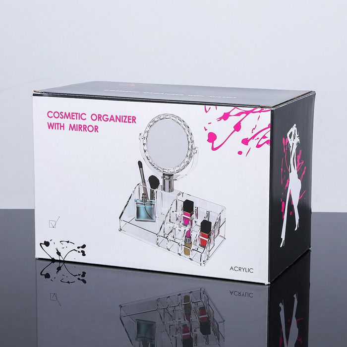 Acrylic Cosmetic Storage Display Organizer with Mirror