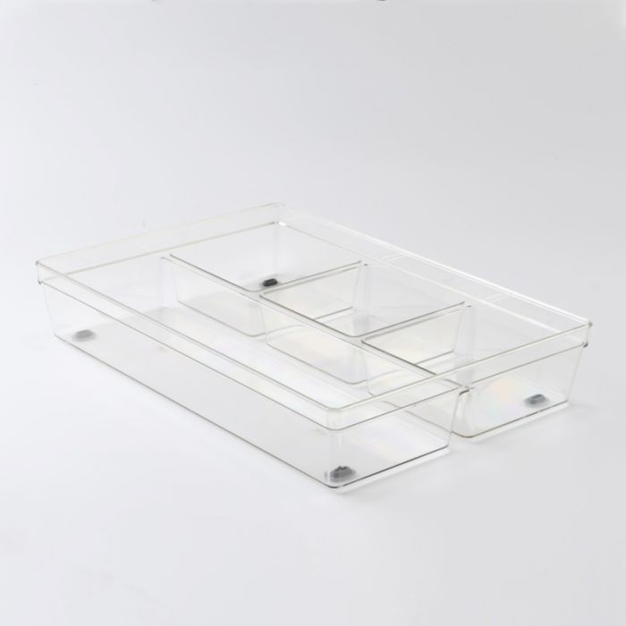 Multi-Purpose 4 Section Plastic Drawer Organizer, Plastic Storage Organizer for Home, Kitchen, Bath, Bedroom, and Office