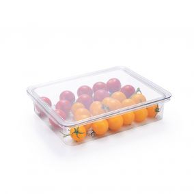 Plastic Stackable Kitchen Pantry Cabinet/Refrigerator Food Storage Container Box, Attached Lid - Organizer for Coffee, Tea, Packets, Snack Bars - BPA Free, Food Safe