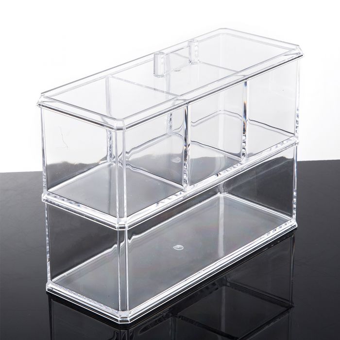 Bathroom Plastic Stackable Household Storage Container with Lid - Organizer for Entryway, Closet, Kitchen, Bathroom, Garage Kid's Room
